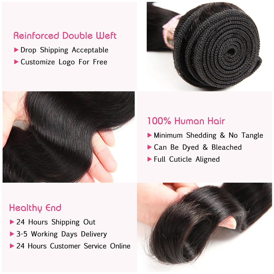 Body Wave Human Hair Bundles Peruvian Human Hair Weave Bundles 1/3/4 PCS Bundles Deal Ali Annabelle Hair Extensions 30 Inch
