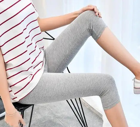 Leggings XS-7XL Summer Legings Women 3/4 Short Legging Pants Thin Women Large Size Stretch Grey Black White Pink 6XL 5XL 4XL 3XL