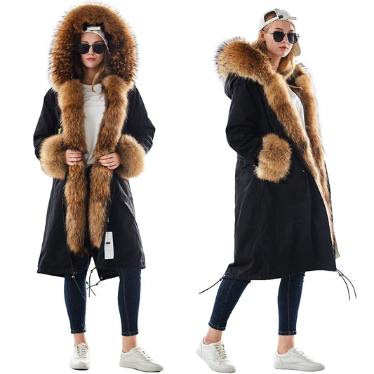 Fur-Lined Parka Coat
