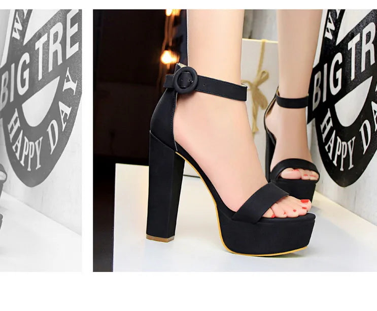 BIGTREE Shoes Women Pumps High Heels Shoes Women Heels Sexy Block Heels Fashion Women Sandals Platform Buckle New Ladies Shoes