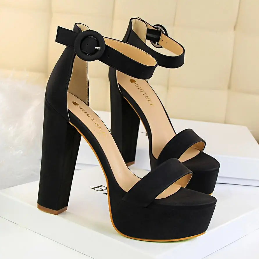BIGTREE Shoes Women Pumps High Heels Shoes Women Heels Sexy Block Heels Fashion Women Sandals Platform Buckle New Ladies Shoes