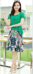 Women's Dress Set 2 piece Suit Girl Summer Chiffon Long Korean Blouse  Floral set for Beach Daily Japanese ouc2506