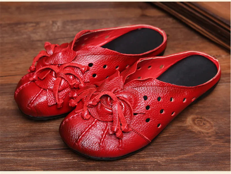 CEYANEAONew national wind fashion women's sandals summer retro skeleton hollow leather shoes selling handmade flowerscasualshoes