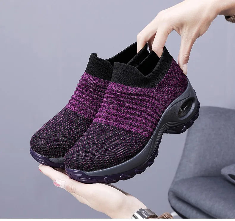 Fashion Men & Women Casual Platform White Breathable Mesh Anti-Slip Sneakers Running Shoes Autumn Winter Trend
