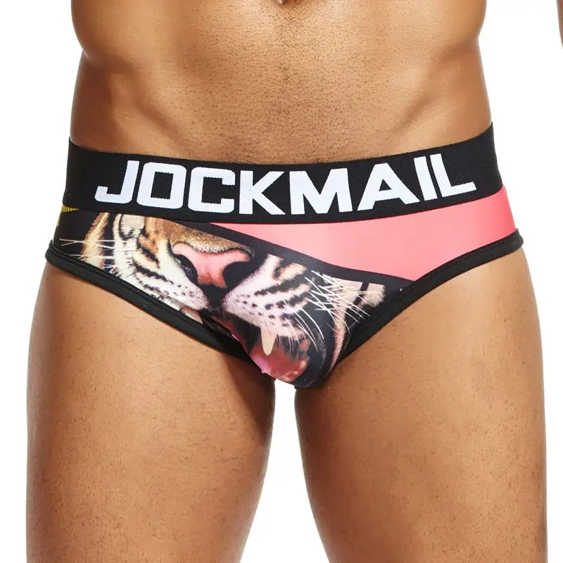 Animal Cartoon Print Men Underwear Nylon Ice Silk Sexy Men Briefs Breathable Slip Cueca Gay Male Panties Underpants Briefs