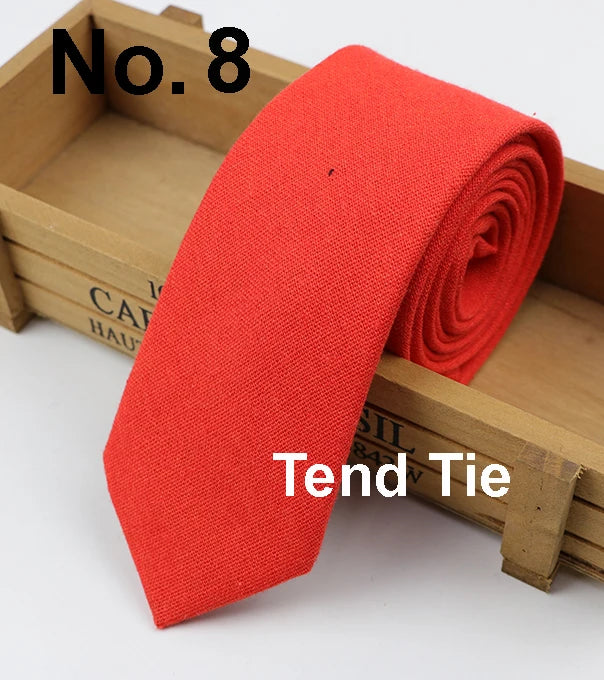 Cotton Ties Men's Solid Color Tie Narrow Necktie Slim Skinny Cravate Narrow Thick Neckties BAZAARHUBO