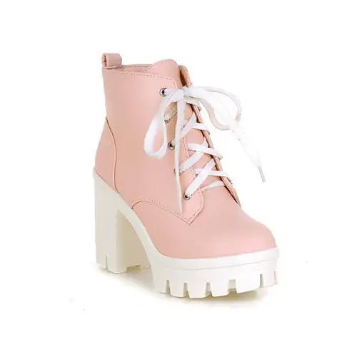 MORAZORA 2024 New Fashion sexy women's ankle boots lace up high heels Punk platform Women autumn winter snow boots ladies shoes