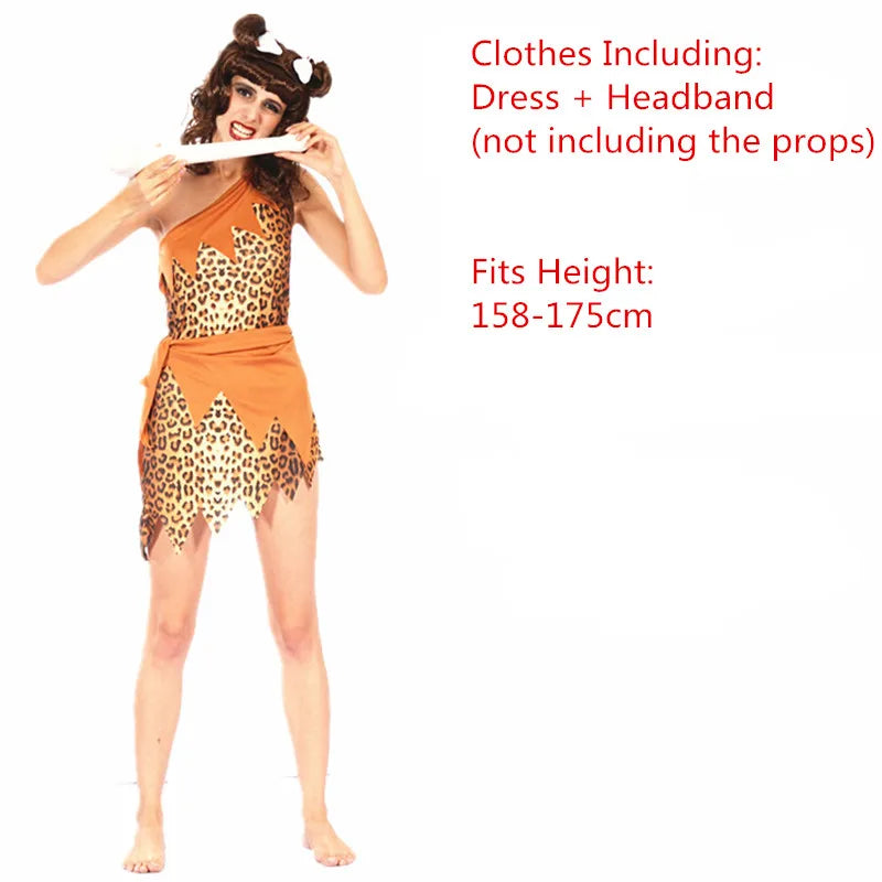 Men Women African Original  Savage Costume Adults Wildman Cosplay Costumes  Carnival Dress Party Decor Halloween