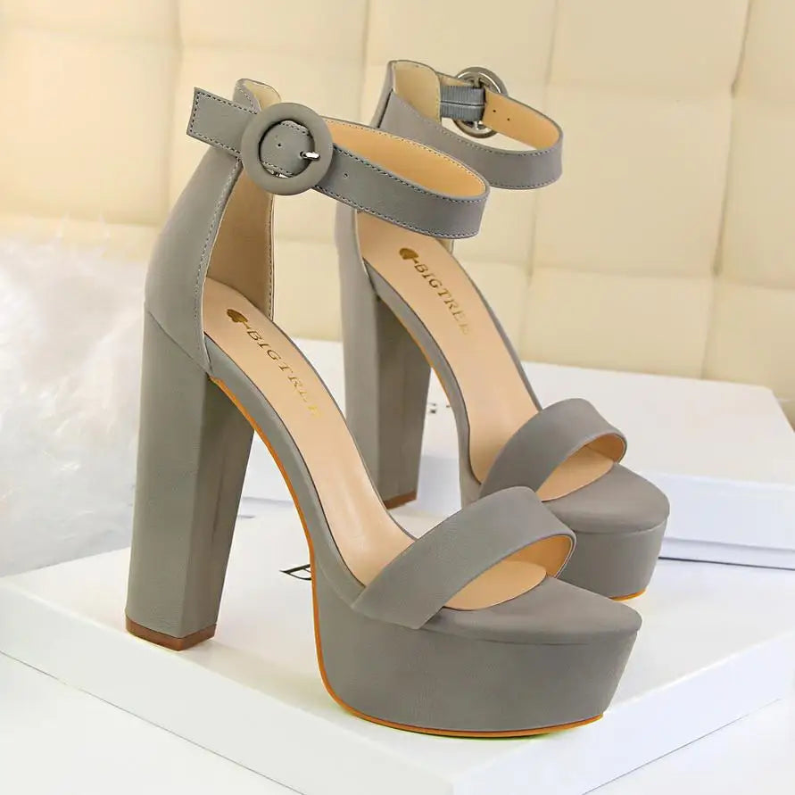 BIGTREE Shoes Women Pumps High Heels Shoes Women Heels Sexy Block Heels Fashion Women Sandals Platform Buckle New Ladies Shoes