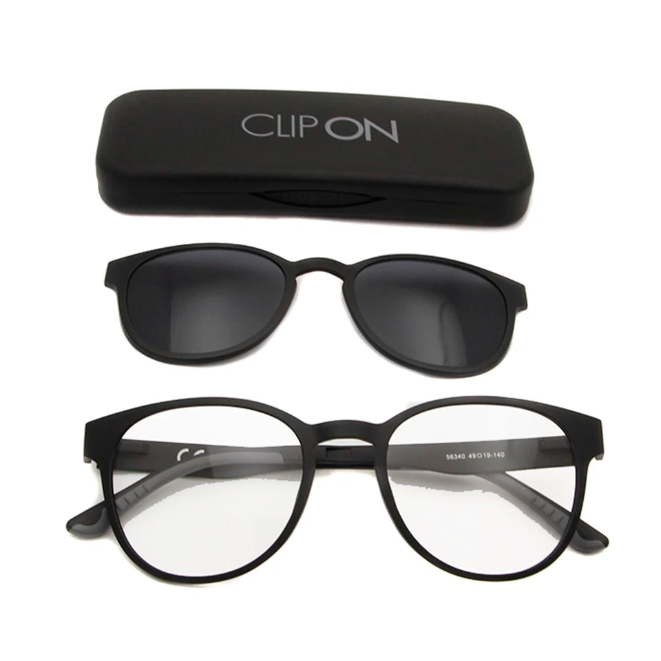 ESNBIE Ultem Polarized Clip On Sunglasses Magnetic Frame Glasses Women Retro Round Eyeglass Spectacle Men oculos feminino BAZAARHUBO