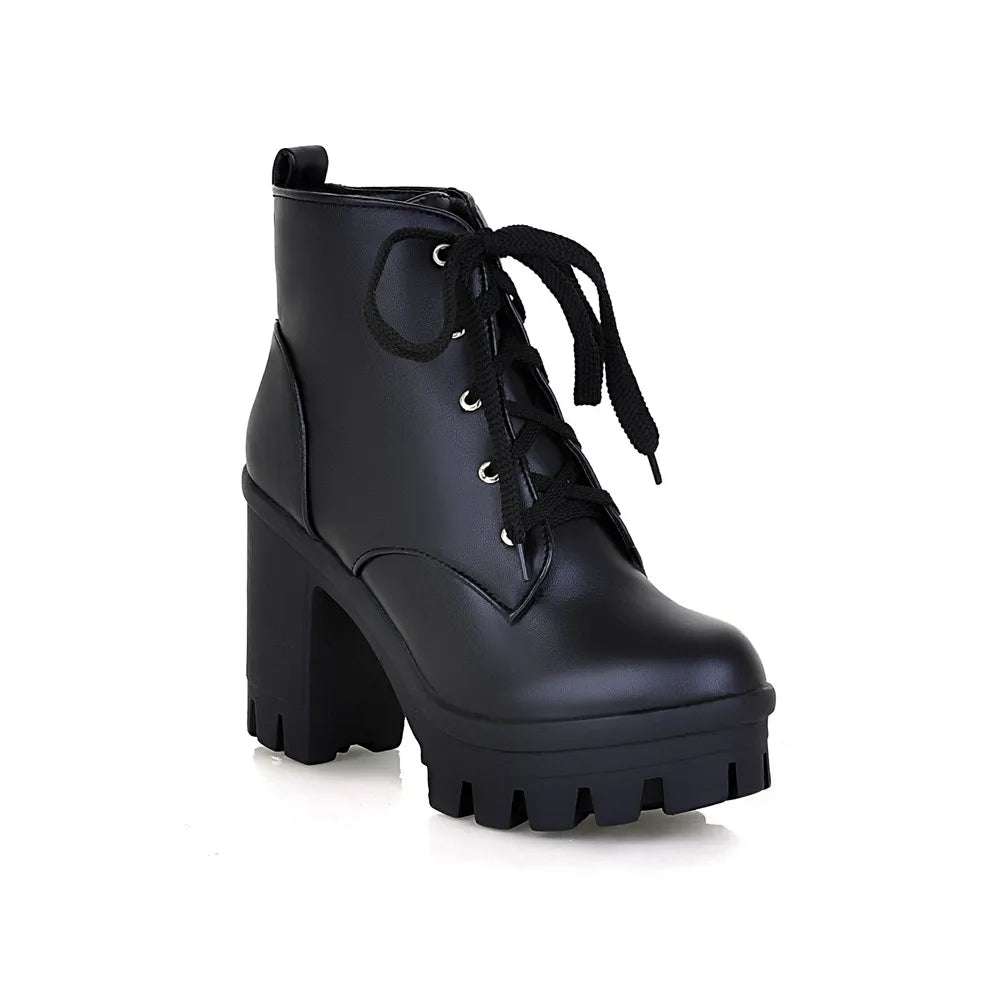 MORAZORA 2024 New Fashion sexy women's ankle boots lace up high heels Punk platform Women autumn winter snow boots ladies shoes