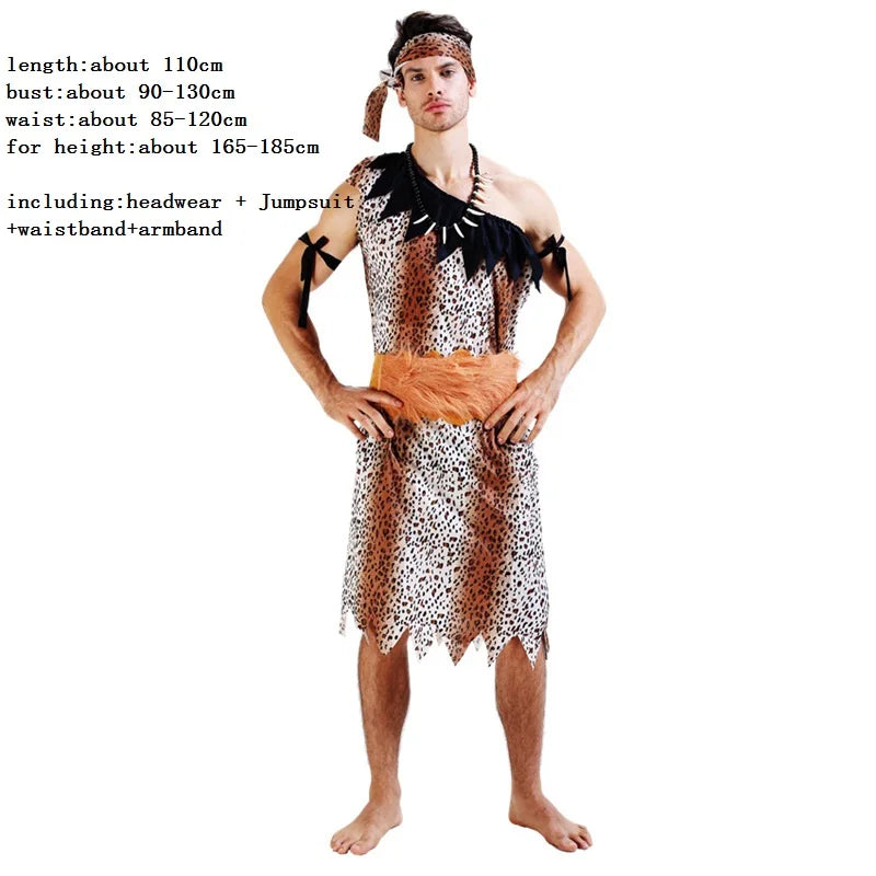 Men Women African Original  Savage Costume Adults Wildman Cosplay Costumes  Carnival Dress Party Decor Halloween