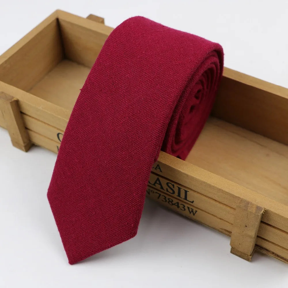 Cotton Ties Men's Solid Color Tie Narrow Necktie Slim Skinny Cravate Narrow Thick Neckties BAZAARHUBO