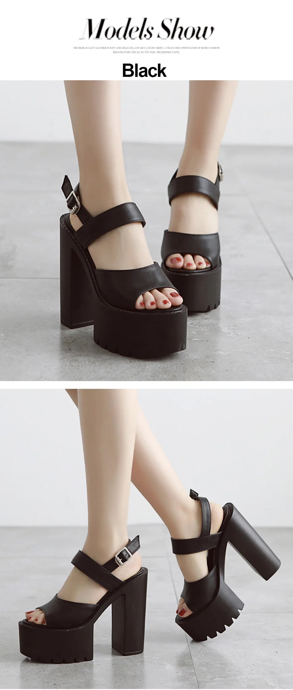 Gdgydh Black White Sandals Woman Extreme High Heels 2022 New Summer Ankle Strap Soft Leather Ladies Summer Shoes Platform Buckle