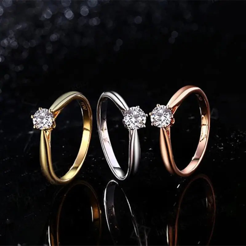 Classic Wedding Rings For Women Forever Simple Six Claws Zirconia Fashion Solitaire Engagement Marriage Gift Ring Jewelry KCR033