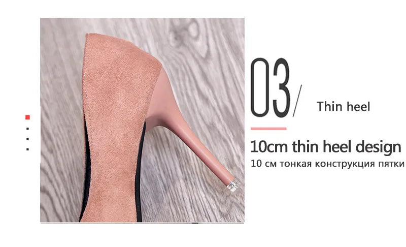 Aphixta Shoes Woman Super High Heels Pumps Nude 10cm Thin Heels Wedding Shoes Party Ladies Shoes US Large Size 48 Classic Pumps
