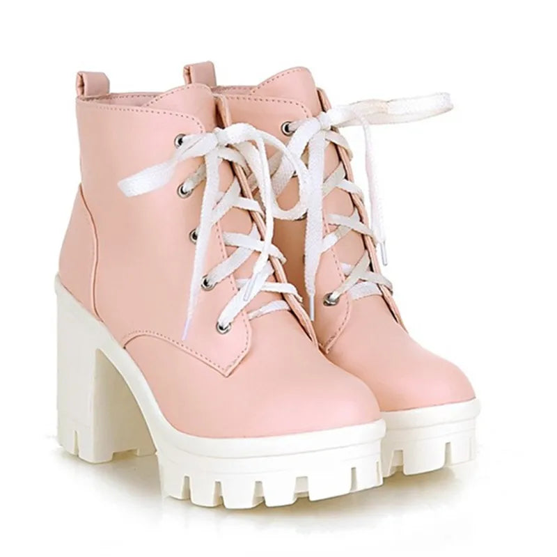 MORAZORA 2024 New Fashion sexy women's ankle boots lace up high heels Punk platform Women autumn winter snow boots ladies shoes
