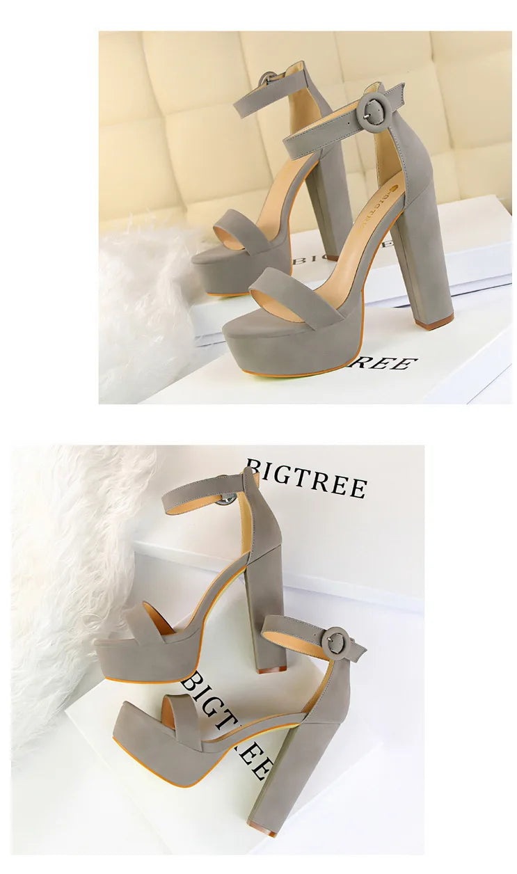 BIGTREE Shoes Women Pumps High Heels Shoes Women Heels Sexy Block Heels Fashion Women Sandals Platform Buckle New Ladies Shoes
