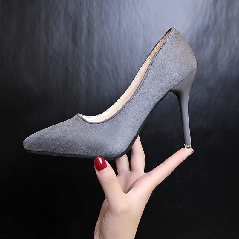Aphixta Shoes Woman Super High Heels Pumps Nude 10cm Thin Heels Wedding Shoes Party Ladies Shoes US Large Size 48 Classic Pumps