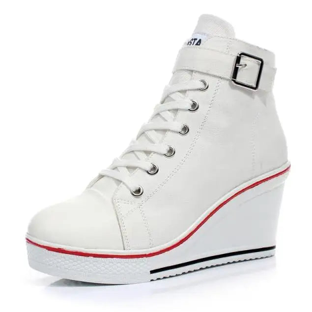 hot Canvas Shoes Women Wedges High Top Platform Shoes Woman Casual Trainers Elevator Shoe High Heels Zapatos Mujer size 35--43