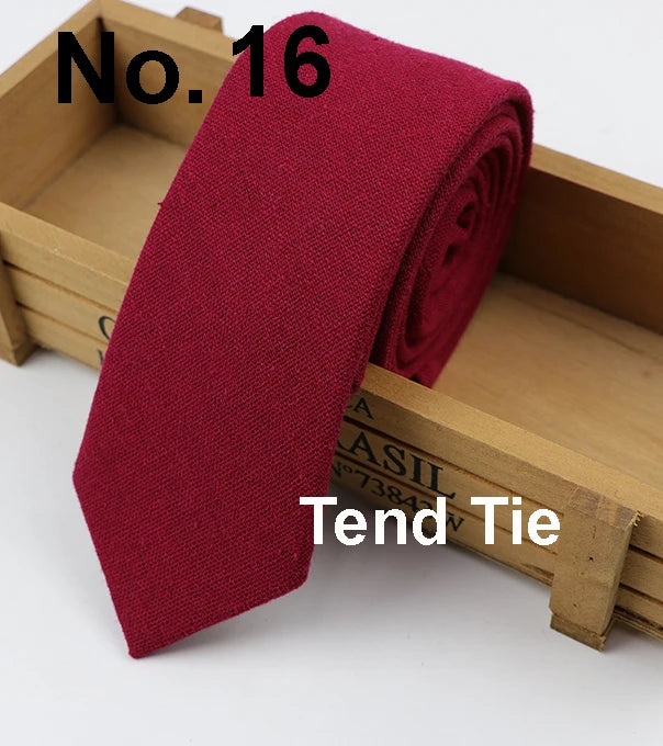 Cotton Ties Men's Solid Color Tie Narrow Necktie Slim Skinny Cravate Narrow Thick Neckties BAZAARHUBO