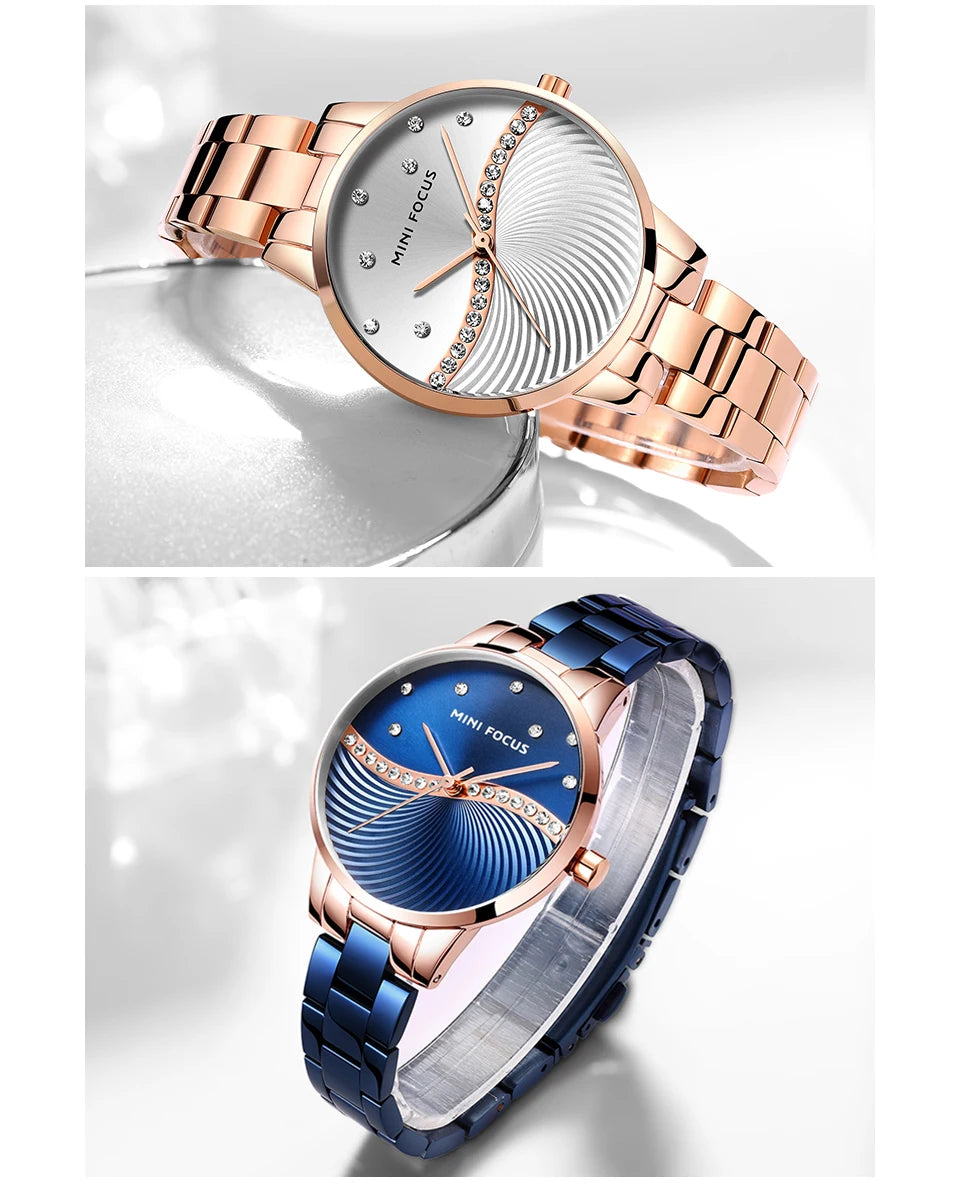 MINI FOCUS Womens Watches Top Brand Luxury Ladies Ultra Thin Watch Stainless Steel Waterproof Clock Quartz Wristwatch Woman 0263