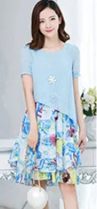 Women's Dress Set 2 piece Suit Girl Summer Chiffon Long Korean Blouse  Floral set for Beach Daily Japanese ouc2506