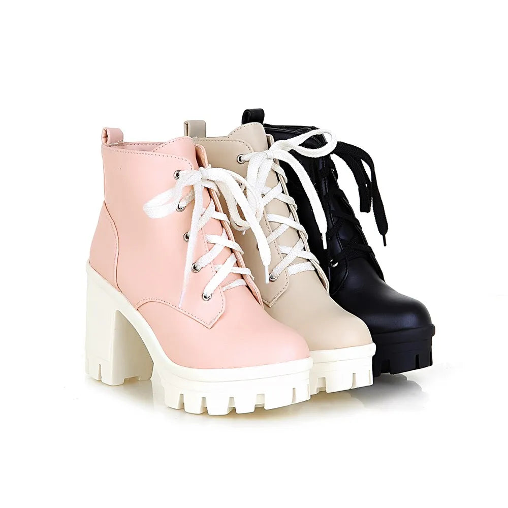 MORAZORA 2024 New Fashion sexy women's ankle boots lace up high heels Punk platform Women autumn winter snow boots ladies shoes