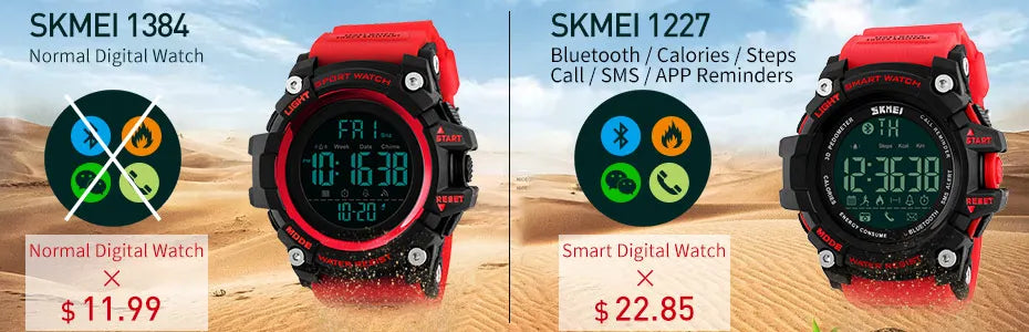 SKMEI Top Brand Outdoor Sport Smart Watch Men Multifunction Fitness Watches 5Bar Waterproof Digital Watch reloj hombre 1227/1384