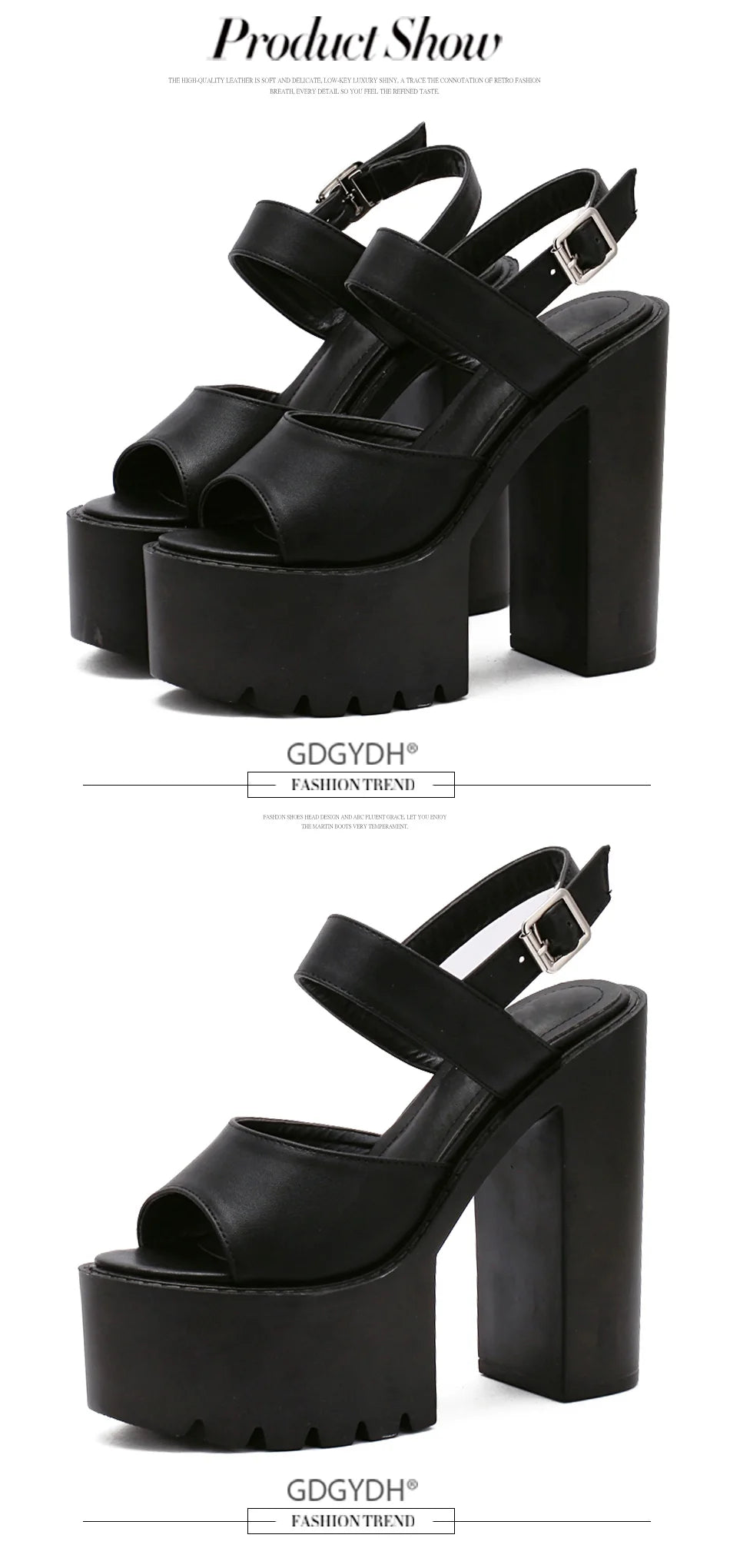 Gdgydh Black White Sandals Woman Extreme High Heels 2022 New Summer Ankle Strap Soft Leather Ladies Summer Shoes Platform Buckle