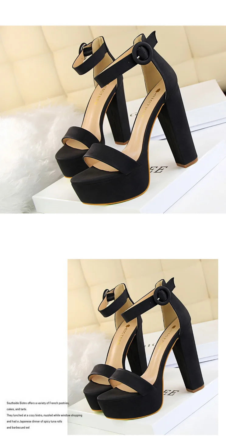 BIGTREE Shoes Women Pumps High Heels Shoes Women Heels Sexy Block Heels Fashion Women Sandals Platform Buckle New Ladies Shoes