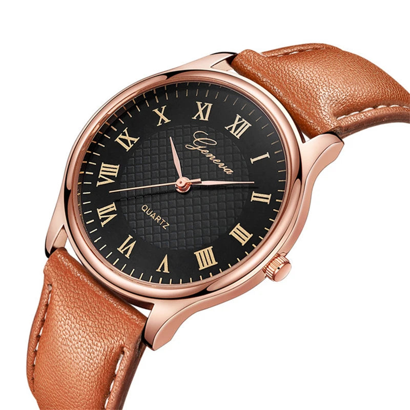 Modern Fashion Black Quartz Men Watches Tide Brand Leather Band Big Dial Men's Business Clock Drop Shipping Relojes Hombre