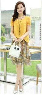 Women's Dress Set 2 piece Suit Girl Summer Chiffon Long Korean Blouse  Floral set for Beach Daily Japanese ouc2506