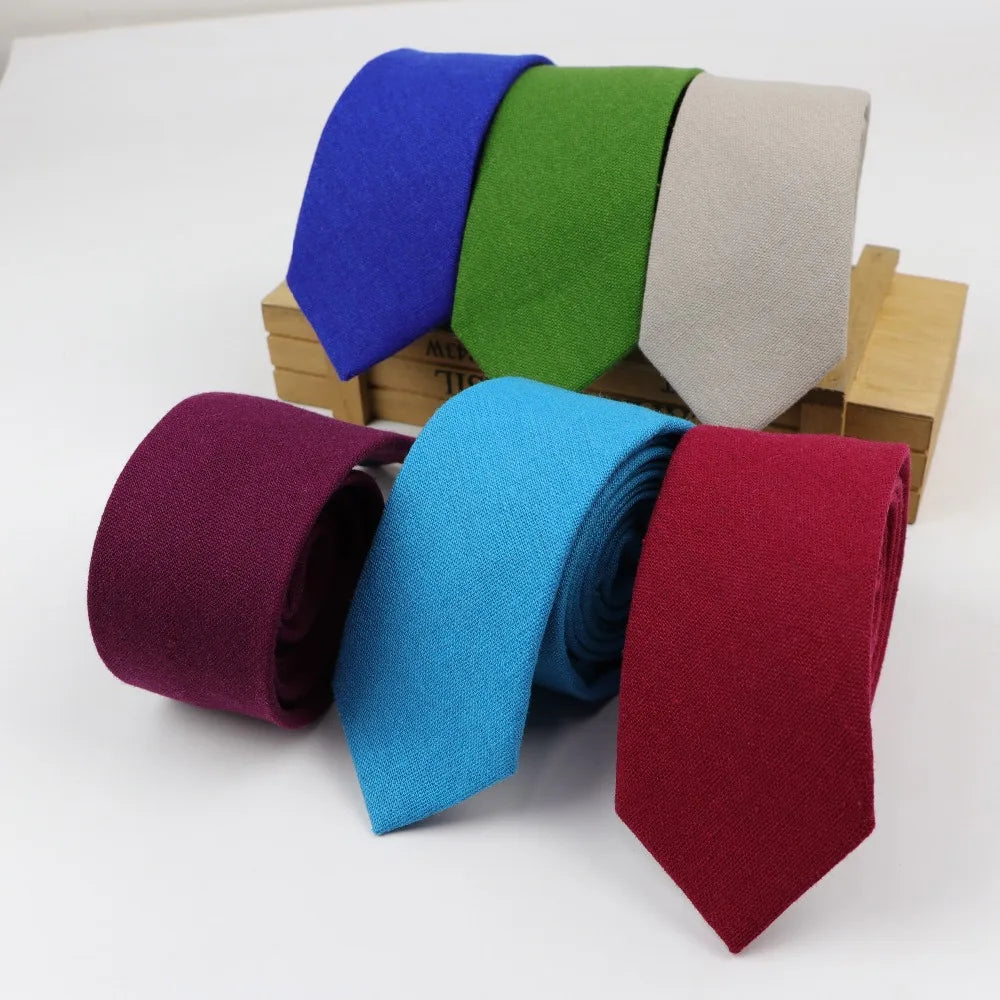 Cotton Ties Men's Solid Color Tie Narrow Necktie Slim Skinny Cravate Narrow Thick Neckties BAZAARHUBO