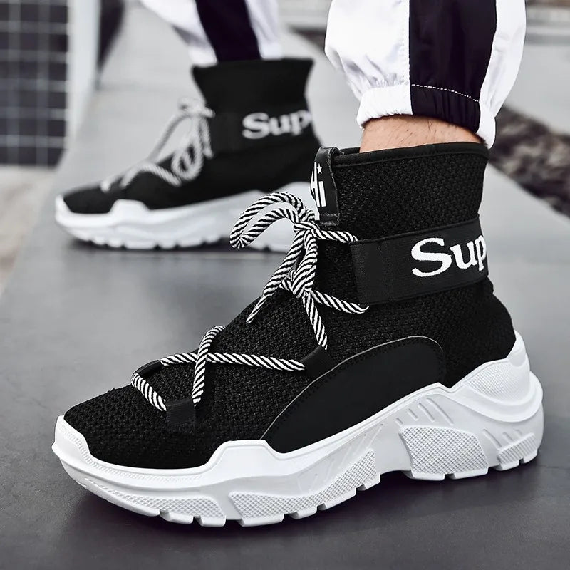 Fashion Men & Women Casual Platform White Breathable Mesh Anti-Slip Sneakers Running Shoes Autumn Winter Trend