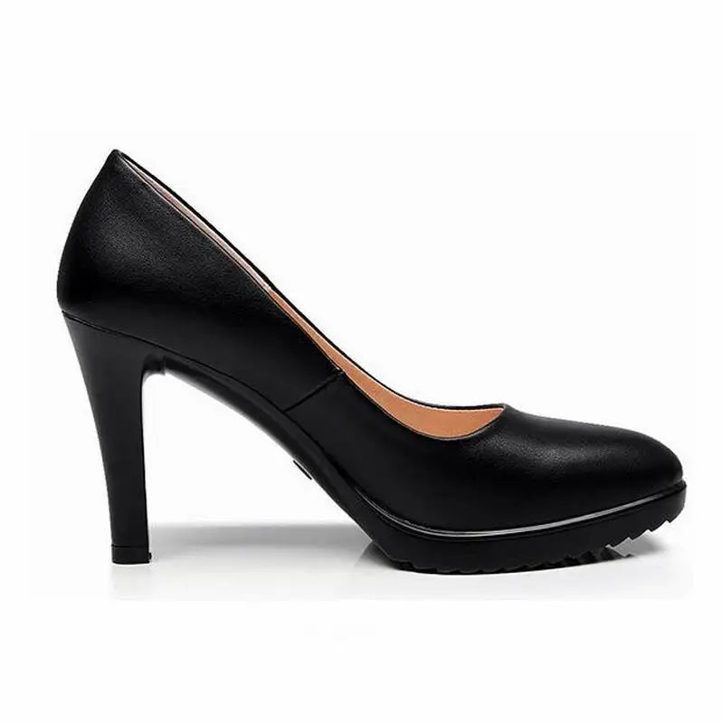GKTINOO Leather Shoes Women Pointed Toe Pumps Sapato feminino High Heels Shallow Fashion Black Work Shoe Plus Size 33-43