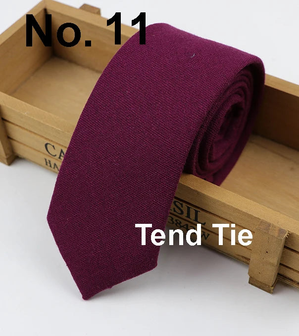 Cotton Ties Men's Solid Color Tie Narrow Necktie Slim Skinny Cravate Narrow Thick Neckties BAZAARHUBO