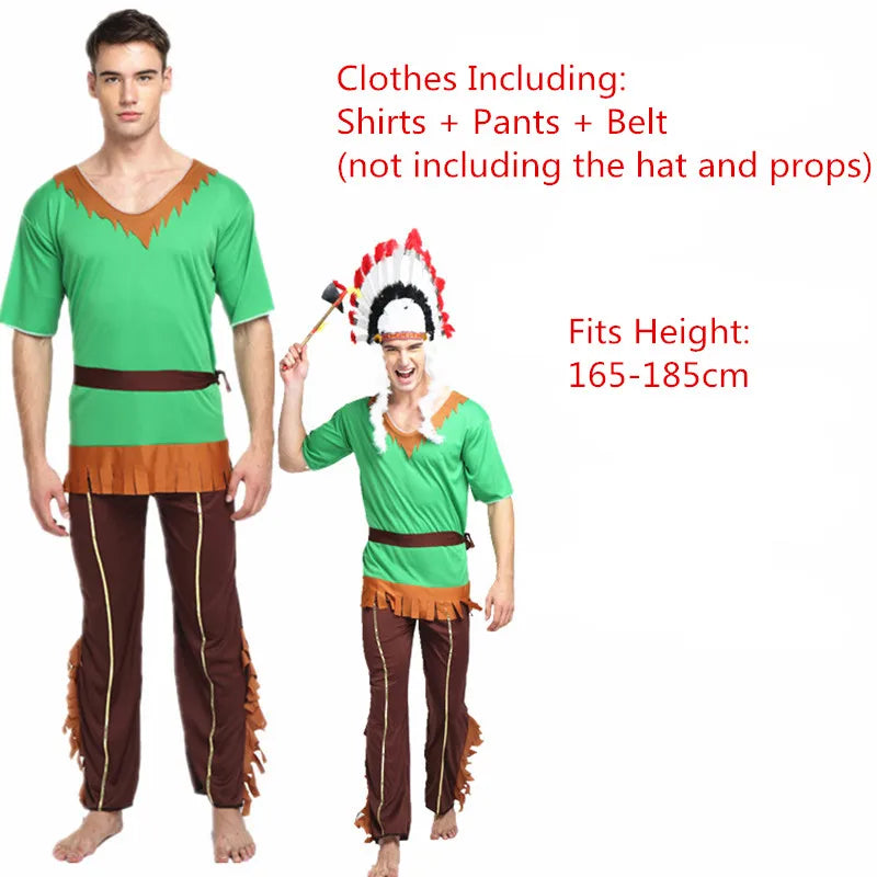 Men Women African Original  Savage Costume Adults Wildman Cosplay Costumes  Carnival Dress Party Decor Halloween