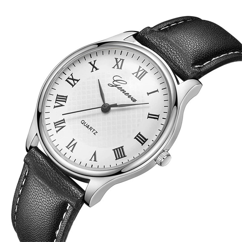 Modern Fashion Black Quartz Men Watches Tide Brand Leather Band Big Dial Men's Business Clock Drop Shipping Relojes Hombre