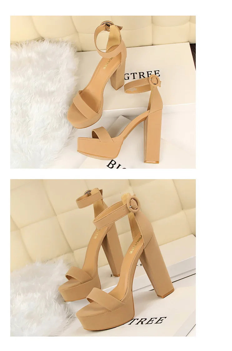 BIGTREE Shoes Women Pumps High Heels Shoes Women Heels Sexy Block Heels Fashion Women Sandals Platform Buckle New Ladies Shoes