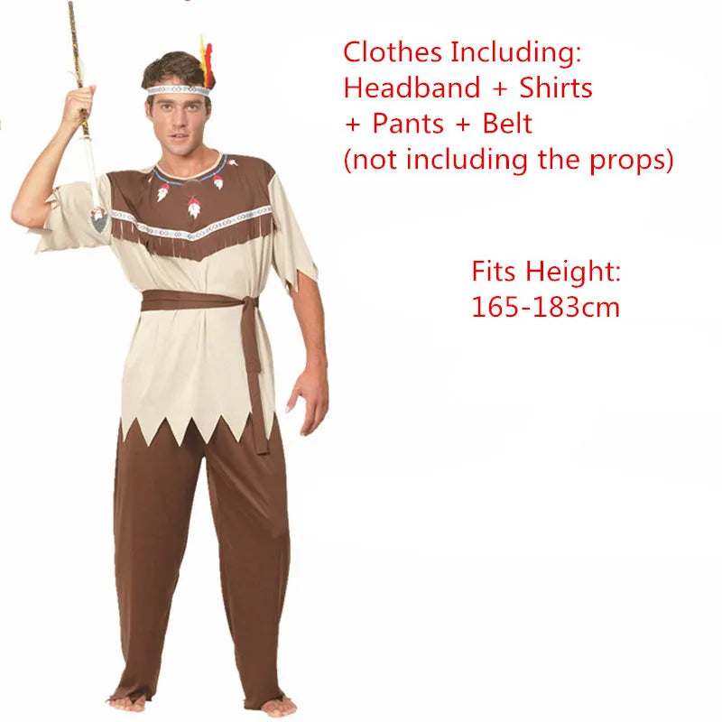 Men Women African Original  Savage Costume Adults Wildman Cosplay Costumes  Carnival Dress Party Decor Halloween