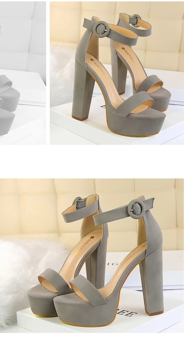 BIGTREE Shoes Women Pumps High Heels Shoes Women Heels Sexy Block Heels Fashion Women Sandals Platform Buckle New Ladies Shoes