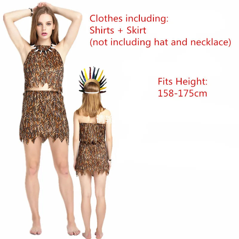 Men Women African Original  Savage Costume Adults Wildman Cosplay Costumes  Carnival Dress Party Decor Halloween
