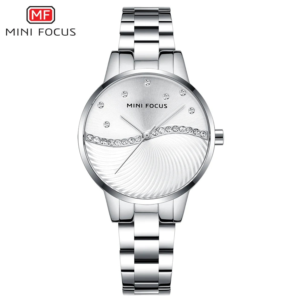 MINI FOCUS Womens Watches Top Brand Luxury Ladies Ultra Thin Watch Stainless Steel Waterproof Clock Quartz Wristwatch Woman 0263