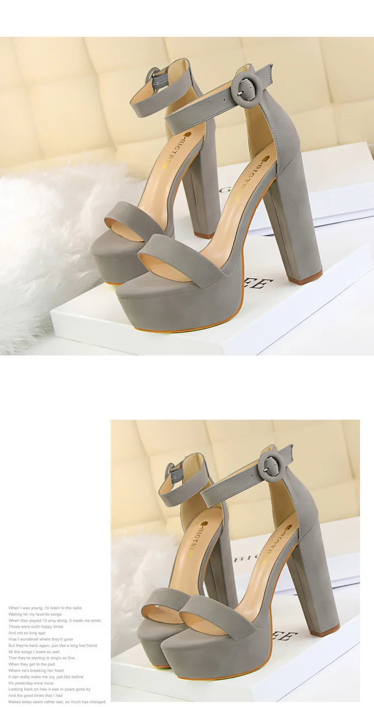 BIGTREE Shoes Women Pumps High Heels Shoes Women Heels Sexy Block Heels Fashion Women Sandals Platform Buckle New Ladies Shoes
