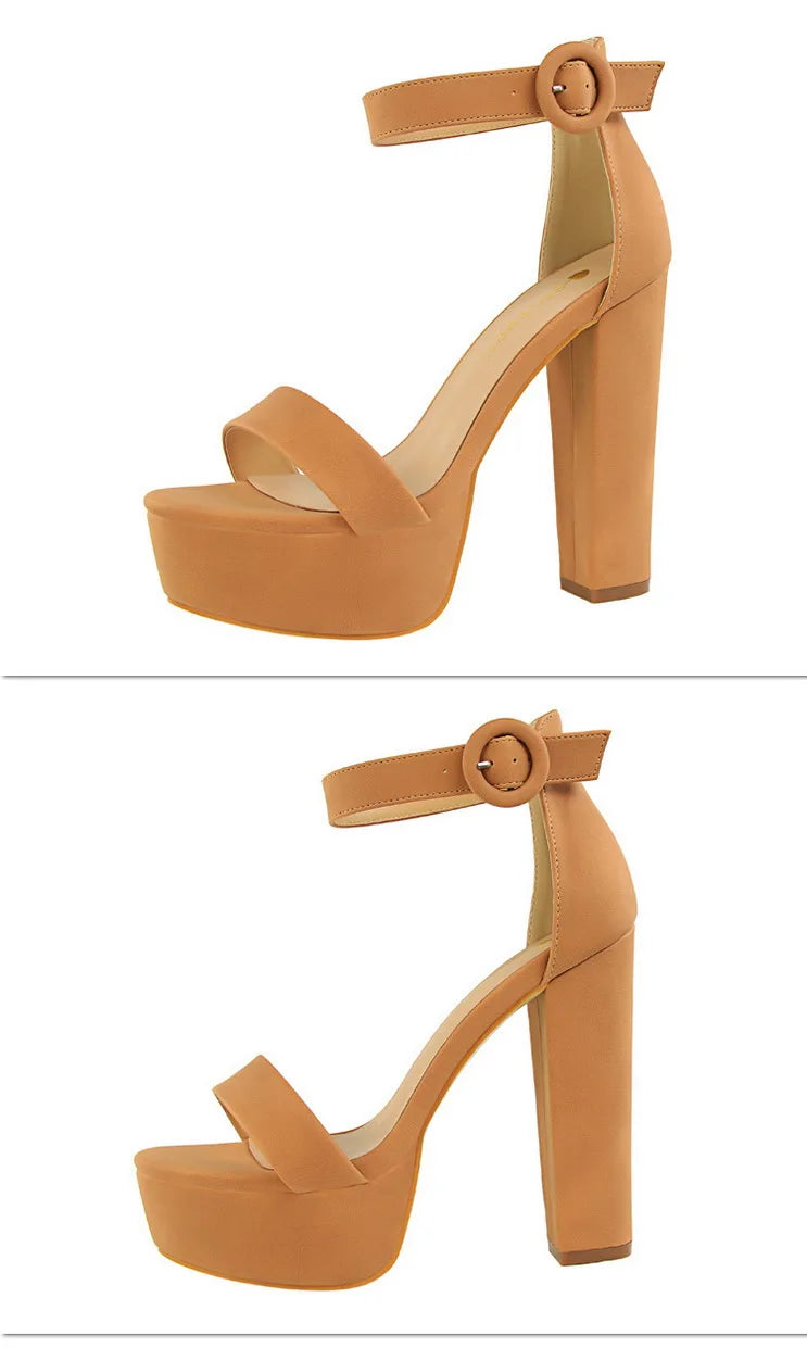BIGTREE Shoes Women Pumps High Heels Shoes Women Heels Sexy Block Heels Fashion Women Sandals Platform Buckle New Ladies Shoes