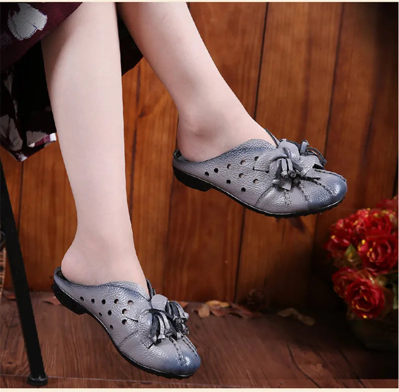 CEYANEAONew national wind fashion women's sandals summer retro skeleton hollow leather shoes selling handmade flowerscasualshoes