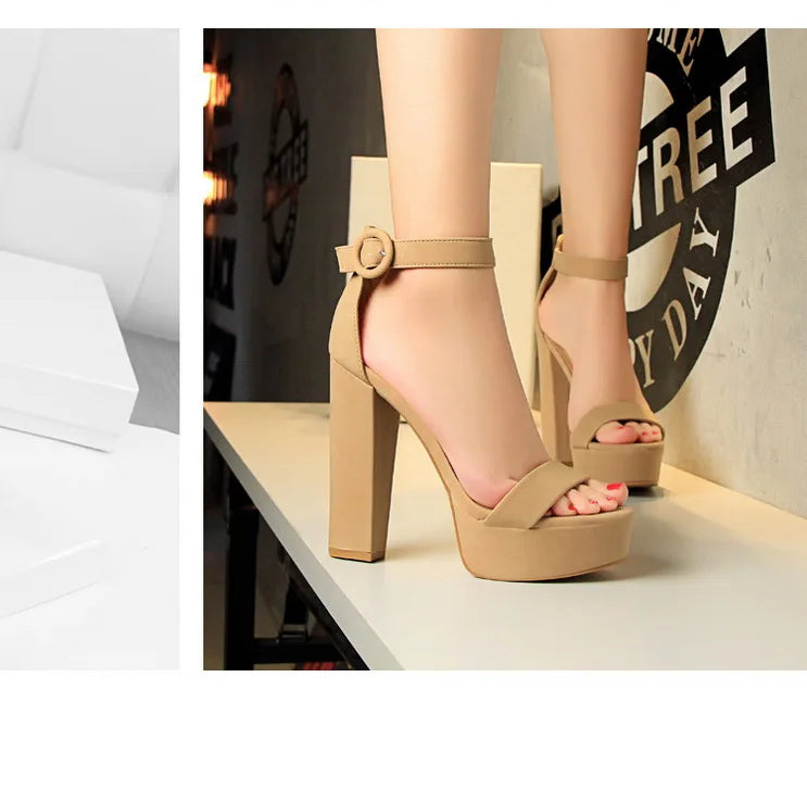 BIGTREE Shoes Women Pumps High Heels Shoes Women Heels Sexy Block Heels Fashion Women Sandals Platform Buckle New Ladies Shoes
