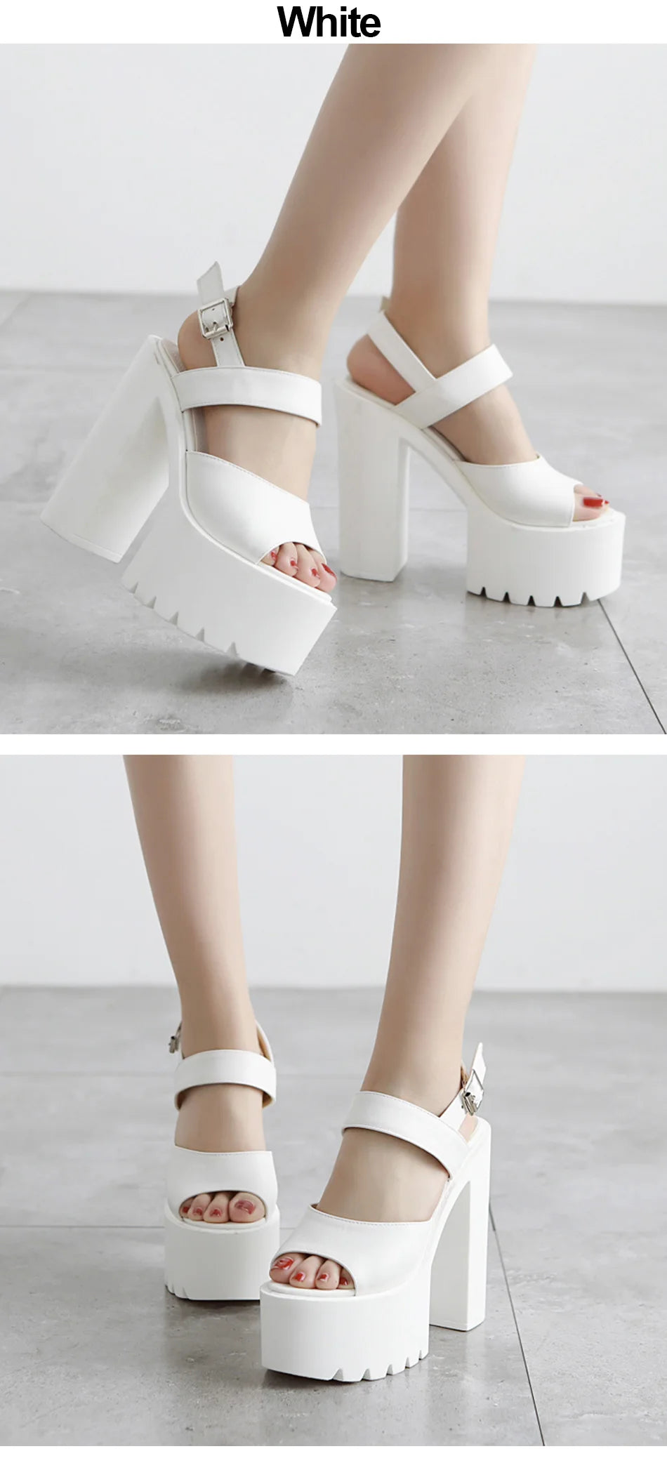 Gdgydh Black White Sandals Woman Extreme High Heels 2022 New Summer Ankle Strap Soft Leather Ladies Summer Shoes Platform Buckle