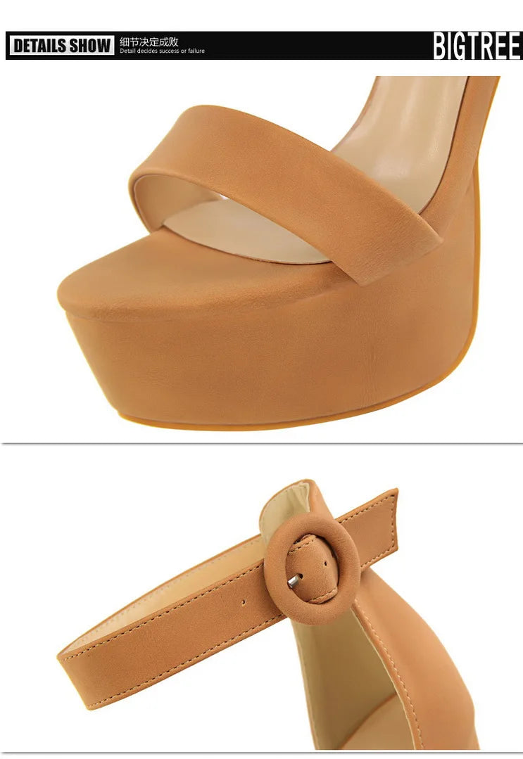 BIGTREE Shoes Women Pumps High Heels Shoes Women Heels Sexy Block Heels Fashion Women Sandals Platform Buckle New Ladies Shoes